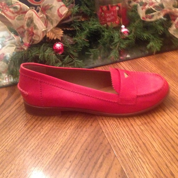 Tory Burch Red Leather Penny Loafers