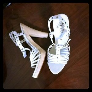 Very cute white strappy heels