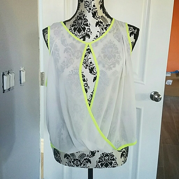 Cecico Sheer Blouse with Neon Detailing - Picture 1 of 2