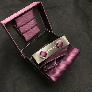 Men's Purple Tie, Hanky & Cuff Links gift set