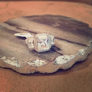 New sterling silver radiant cut CZ ring