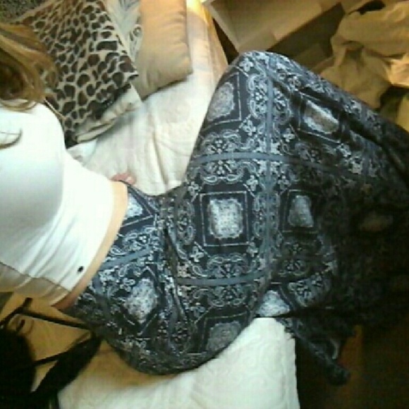 Navy blue paisley maxi skirt