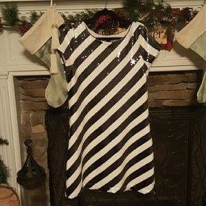 WHBM black and white stripe party dress