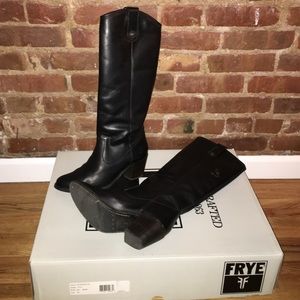 Frye Jackie Button Boots in Black Vintage Leather