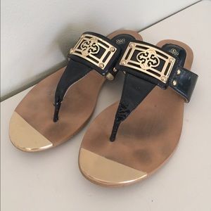 Isola Gold and Black Sandals