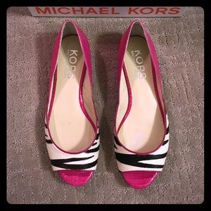 👠 Hot Pink / Zebra Print Michael Kors Flats
