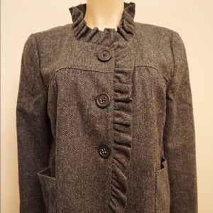 J. Crew  Herringbone Ruffle Gray Blazer