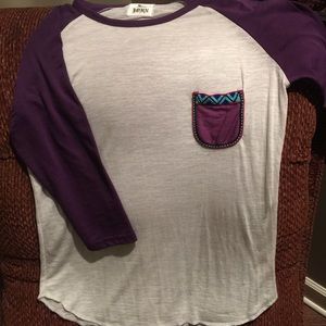 3/4 length sleeve baseball style shirt