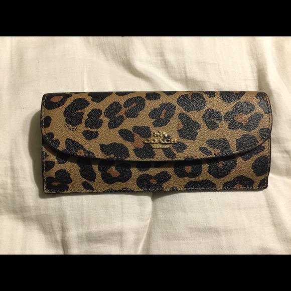 NWT Coach Leopard Print Coated Canvas Wallet