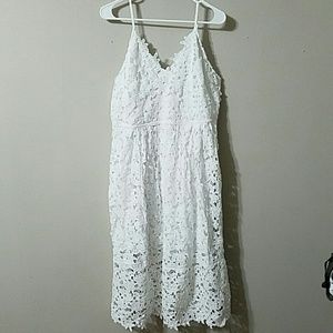 White Lace Midi Dress
