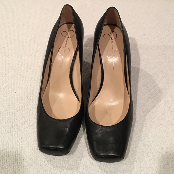 Black Wedges, Leather Upper