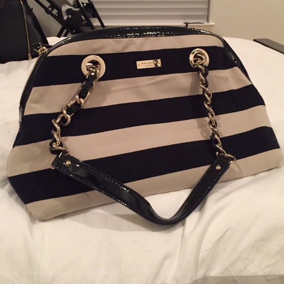 Black and gray striped Kate Spade purse