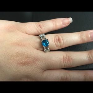 Aquamarine & CZ Gemstone Ring