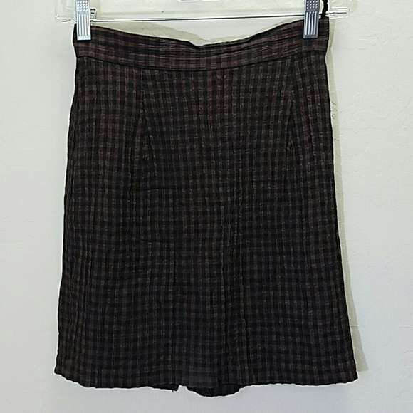 Brown and black checkered pencil skirt