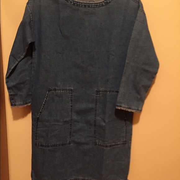 Madewell raw edge boatneck denim dress NWT