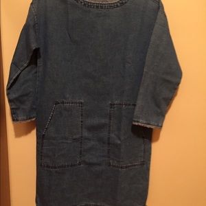 Madewell raw edge boatneck denim dress NWT