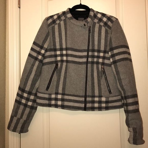 Plaid Gray Wool Asymmetrical Jacket