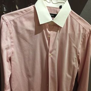 Pink hugo boss dress shirt with white collar Pink hugo boss dress shirt with white collar