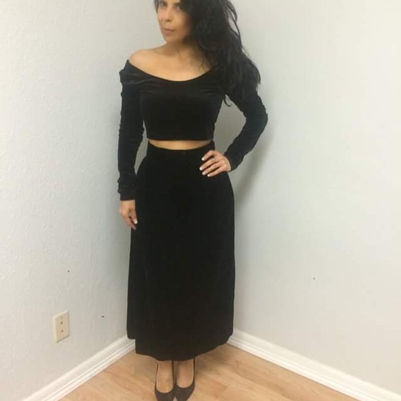 Vintage Black Velvet Skirt