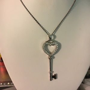 Silver Key heart necklace