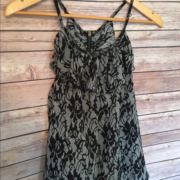Charlotte Russe Tank- Size S, Black/Gray, Ruffle