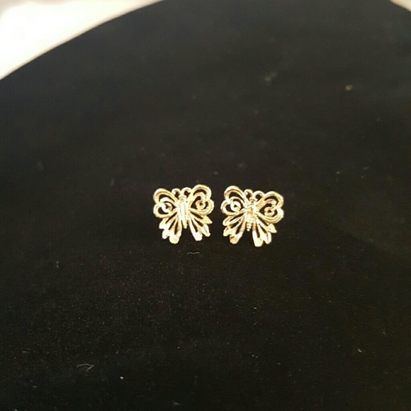 14k Yellow Gold Butterfly Earrings
