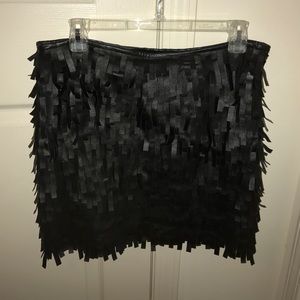 Fringe leather skirt