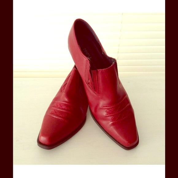 Women's Red Leather Western Booties