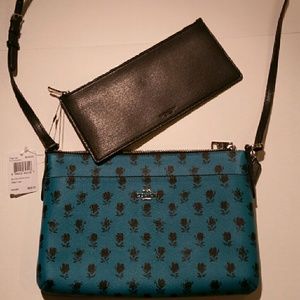 Coach Limited edition Turquoise floral handbag set