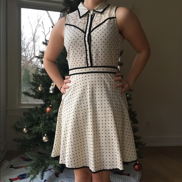 cream polka-dot vintage-inspired dress