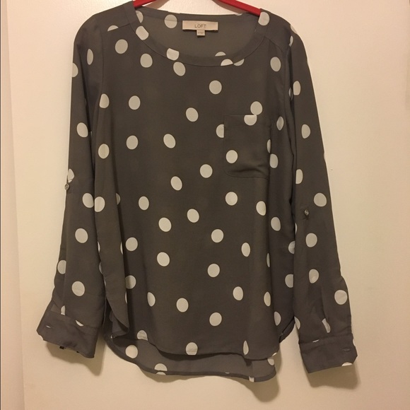 Gray & White Polka Dot Blouse