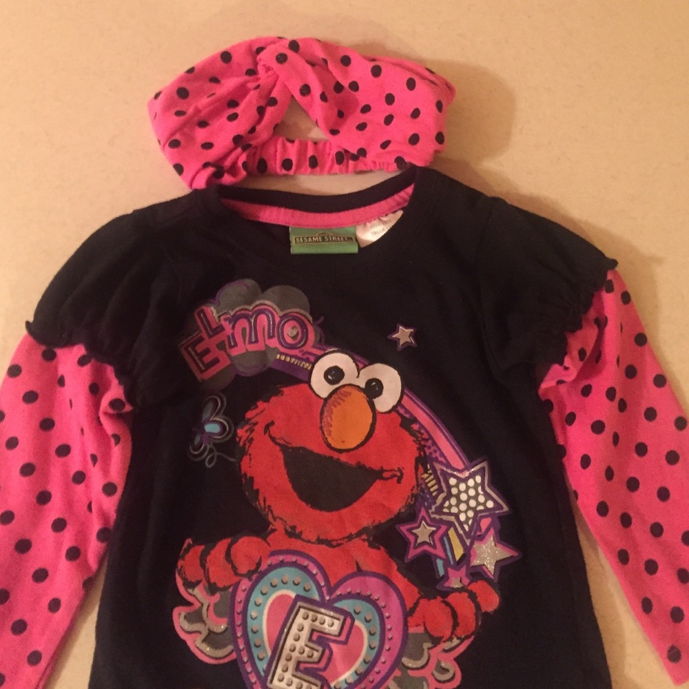 Crisscrossed baby headband with matching shirt