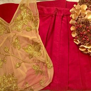 Vintage Velvet Red Maxi Skirt