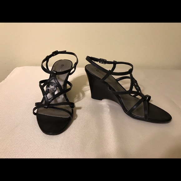 Black Wedge Sandals