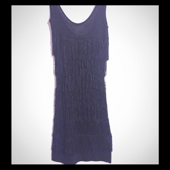 Flapper Inspired Black Fringe Dress
