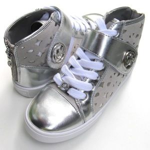 girls silver high top sneakers