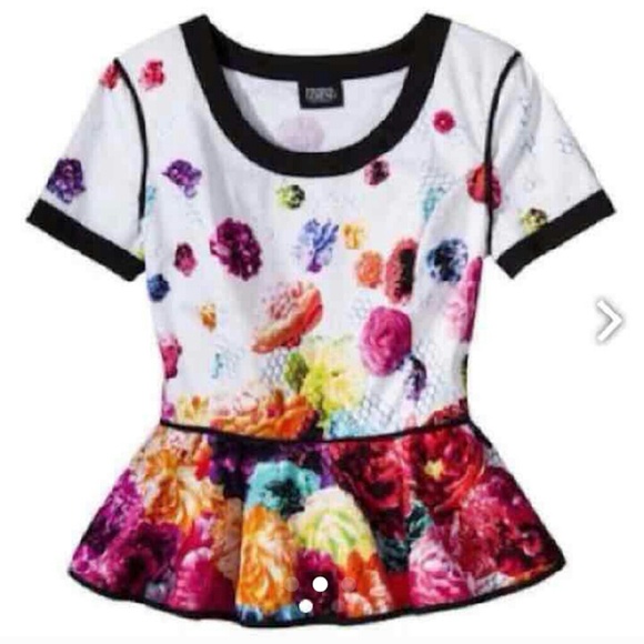 Colorful Preplum Floral Top