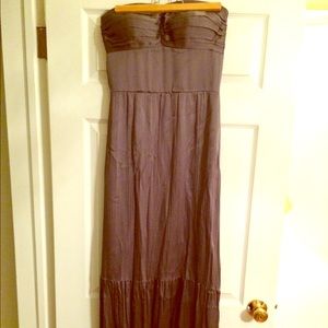 Strapless floor length silk dress