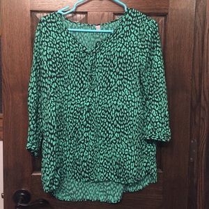 Green leopard print blouse