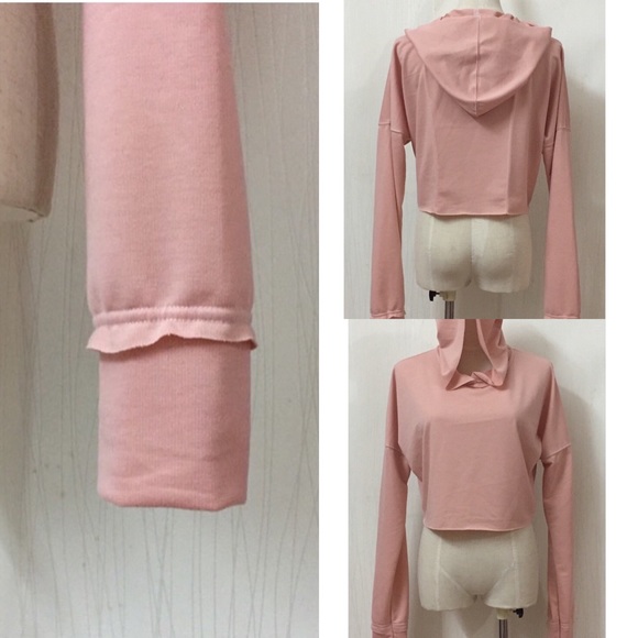 ❌SOlD❌Pink Hooded Crop Top - Picture 4 of 4
