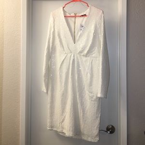 Charlotte Russe white sequin body con dress