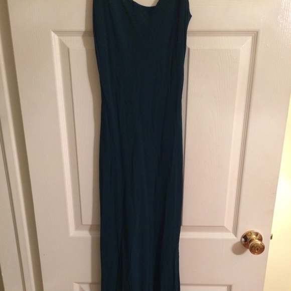 Simple dark green floor length dress