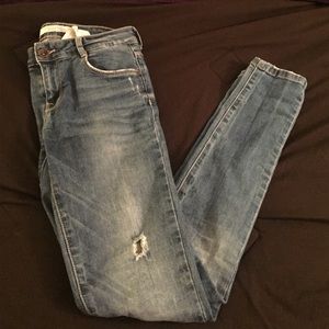 Zara medium wash jeans with light rips