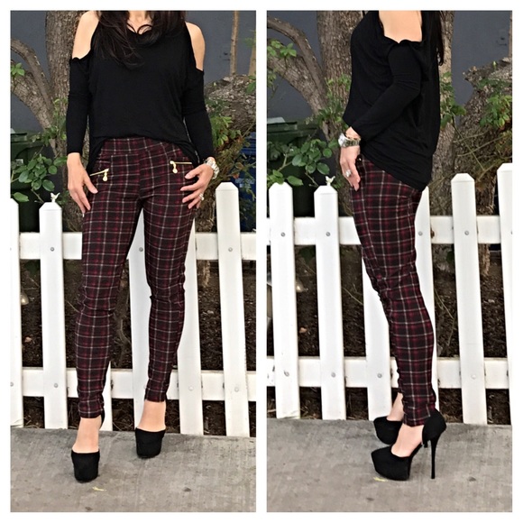 🆕 plaid zipper trim pants LAST ONE SALE - Picture 3 of 4