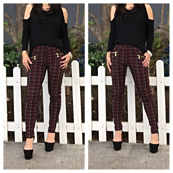 🆕 plaid zipper trim pants LAST ONE SALE - Picture 4 of 4