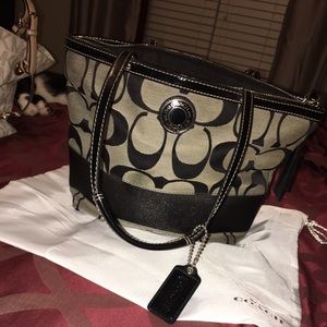 Vintage COACH handbag Black and Grey Tote