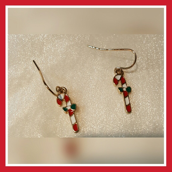 GIRLS HOLIDAY CANDY CANE EARRINGS - Picture 1 of 2