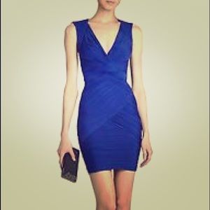 BCBG Blue Edesa V-Neck/Open Back Dress- Size M