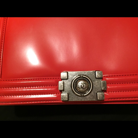 Sold!! Beautiful Authentic Red Chanel Boy Bag! - Picture 2 of 4
