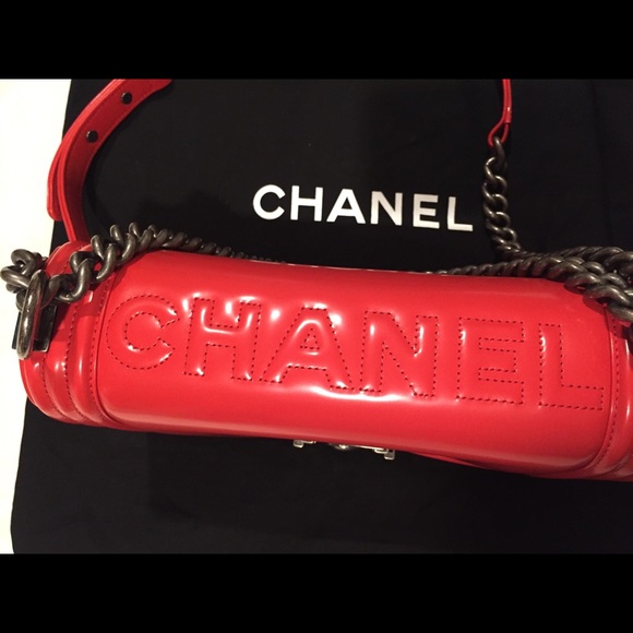 Sold!! Beautiful Authentic Red Chanel Boy Bag! - Picture 3 of 4